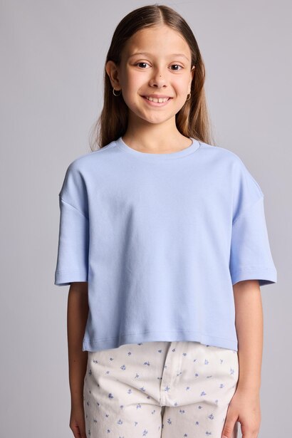 Girl Crew Neck Short-Sleeved T-Shirt