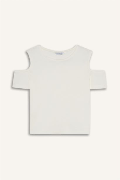 تيشيرت بناتي نص ردن مضلع بياخة مستديرة