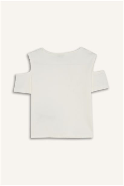 تيشيرت بناتي نص ردن مضلع بياخة مستديرة