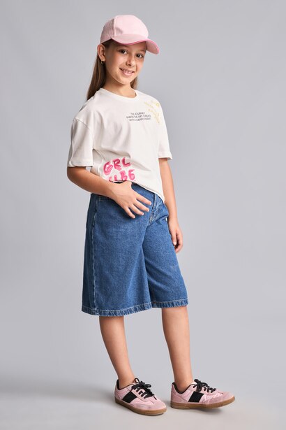 Girl Crew Neck Printed Short Sleeve T-Shirt