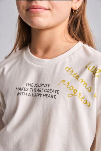 Girl Crew Neck Printed Short Sleeve T-Shirt