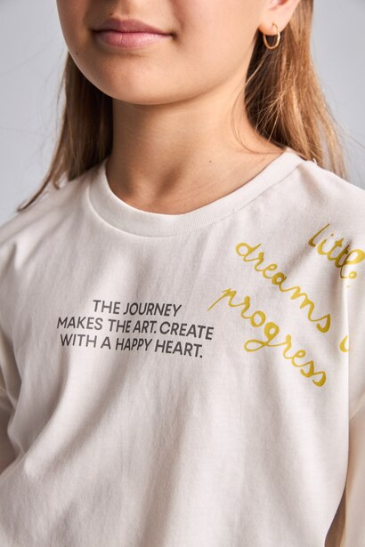 Girl Crew Neck Printed Short Sleeve T-Shirt