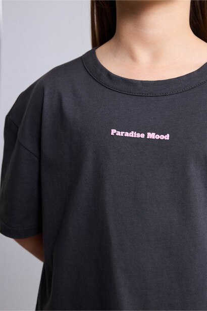 T-shirt imprimé à col rond et manches courtes pour fille