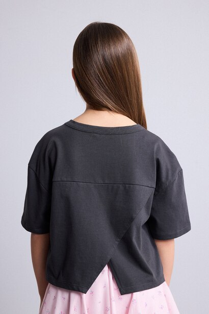 T-shirt imprimé à col rond et manches courtes pour fille