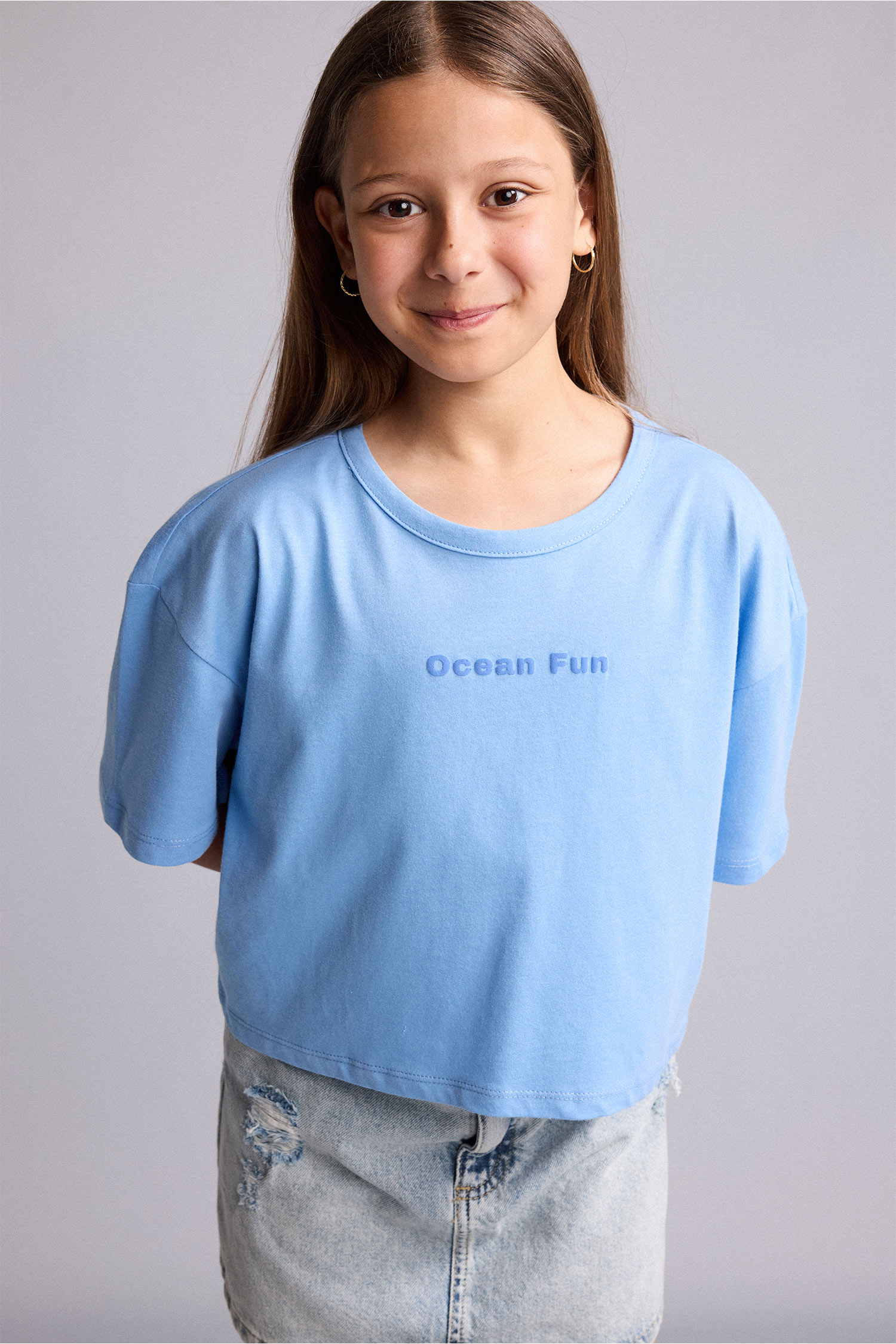 Girl Crew Neck Printed Short Sleeve T-Shirt