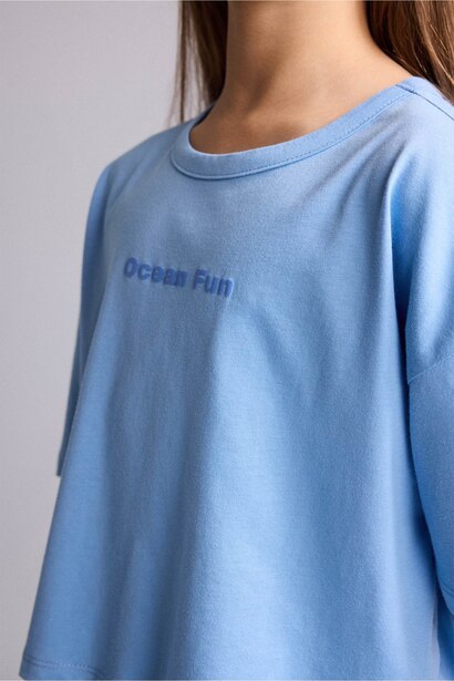 Girl Crew Neck Printed Short Sleeve T-Shirt