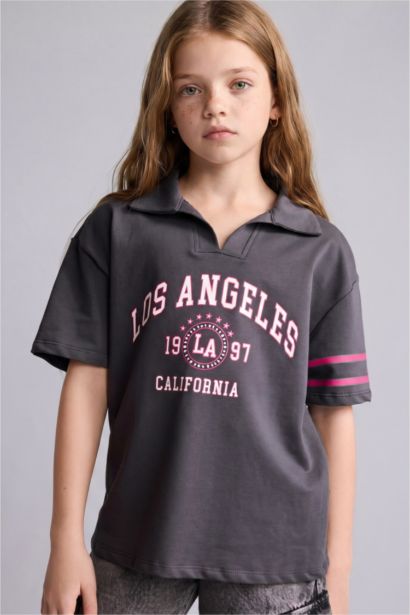 Girl Anthracite Slogan Short Sleeve T-Shirt