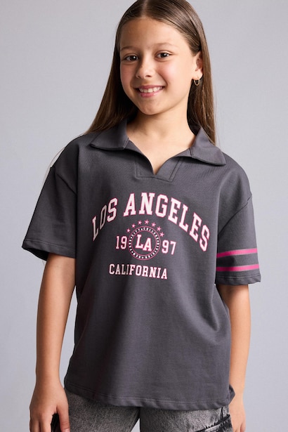 Girl Anthracite Slogan Short Sleeve T-Shirt