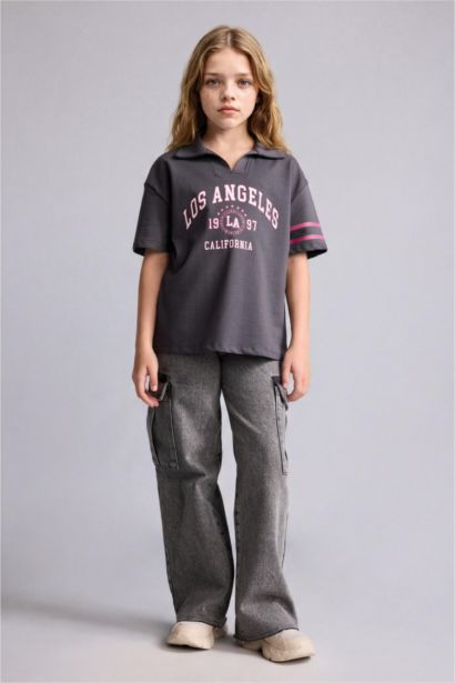 Girl Anthracite Slogan Short Sleeve T-Shirt
