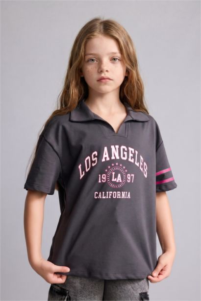 Girl Anthracite Slogan Short Sleeve T-Shirt