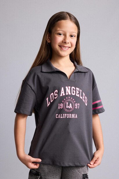 Girl Anthracite Slogan Short Sleeve T-Shirt