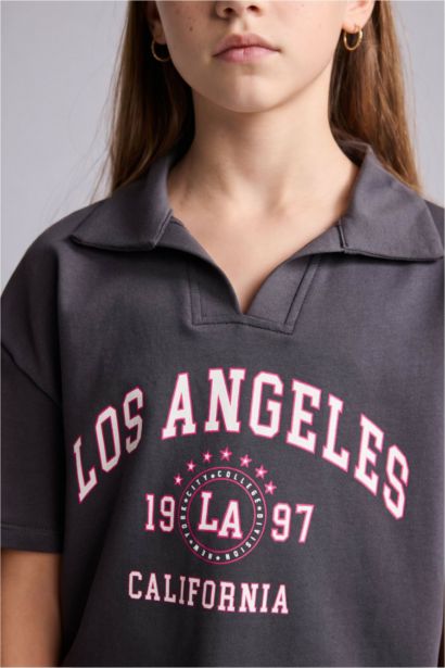 Girl Anthracite Slogan Short Sleeve T-Shirt