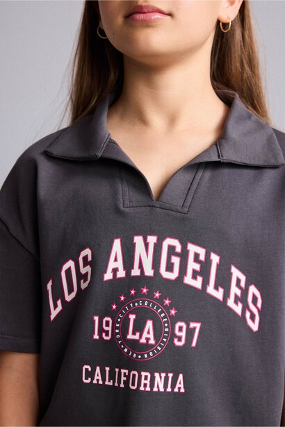 Girl Anthracite Slogan Short Sleeve T-Shirt