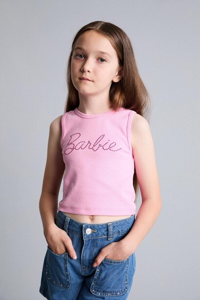 Girl Barbie Crew Neck Tank Top