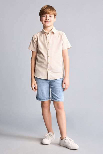 Chemise rayée à manches courtes Coupe régulière pour garçon