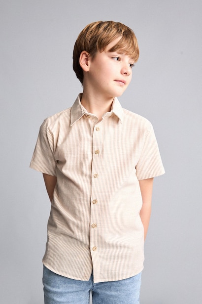 Chemise rayée à manches courtes Coupe régulière pour garçon