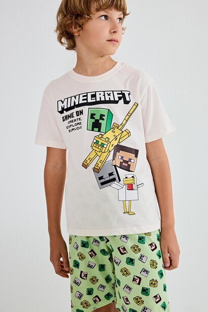 %100 Pamuk Minecraft Lisanslı Regular Fit 2'Li Takım Erkek Çocuk