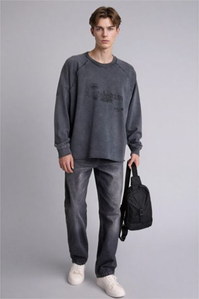 Boxy Fıt Bisiklet Yaka Sweatshirt