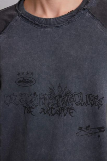 Boxy Fıt Bisiklet Yaka Sweatshirt