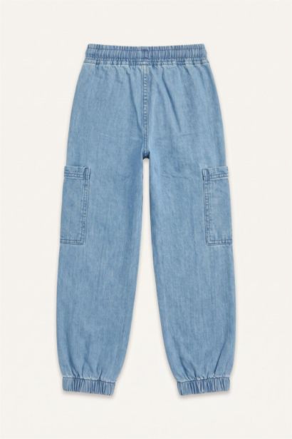 Boy Jogger Fit Elastic Waist Light Blue Jeans