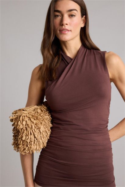 Slim Fit Wrap Collar Tank Top