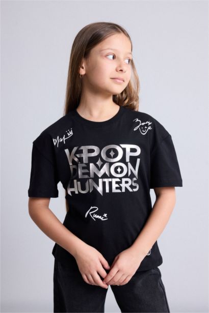 Kpop - Demon Hunters Relaxed Fit Kısa kollu Tişört Kız Çocuk