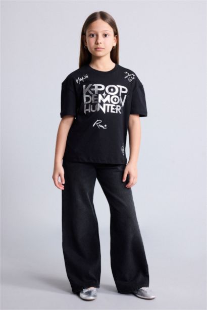 Kpop - Demon Hunters Relaxed Fit Kısa kollu Tişört Kız Çocuk
