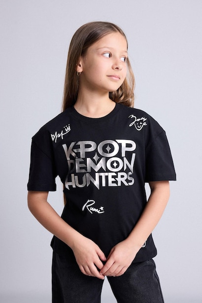 T-shirt Kpop à col rond et manches courtes Coupe décontractée pour fille