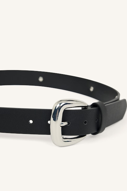 Woman Rectangle Clasp Faux Leather Jean Belt