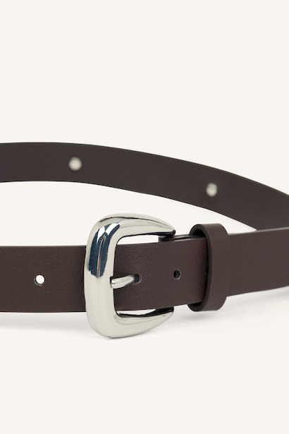 Woman Rectangle Clasp Faux Leather Jean Belt