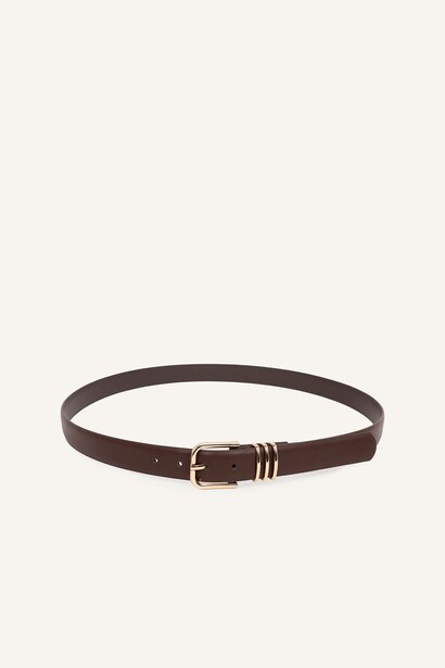 Woman Faux Leather Casual Belt 2 Piece Set