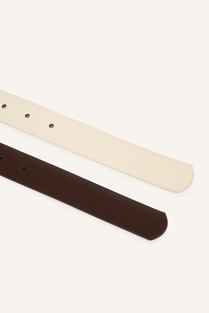 Woman Faux Leather Casual Belt 2 Piece Set