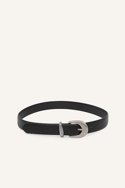 Woman Large Buckle Faux Leather Belt