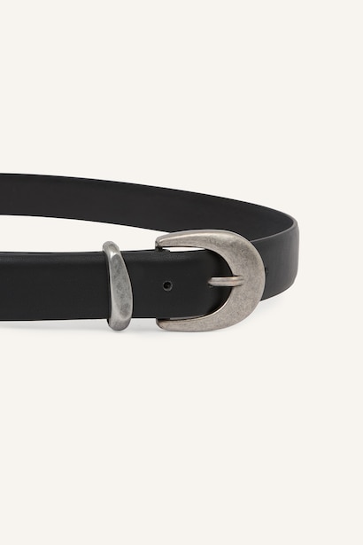 Woman Large Buckle Faux Leather Belt