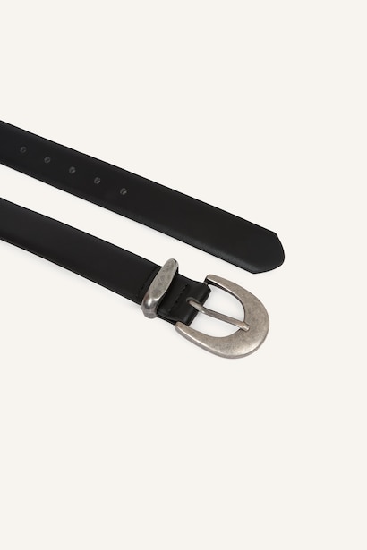 Woman Large Buckle Faux Leather Belt