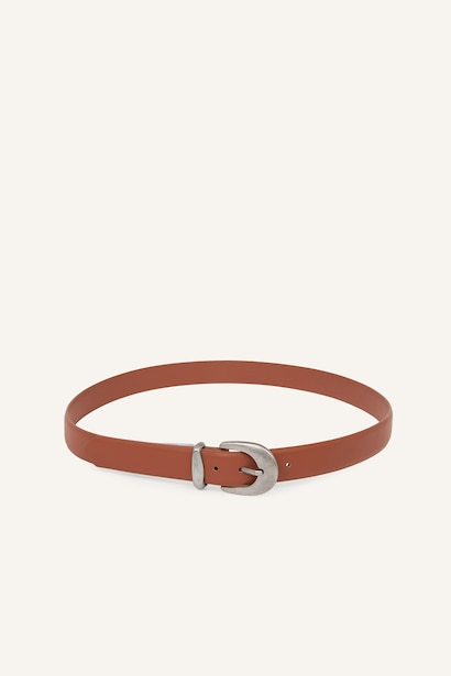 Woman Large Buckle Faux Leather Belt