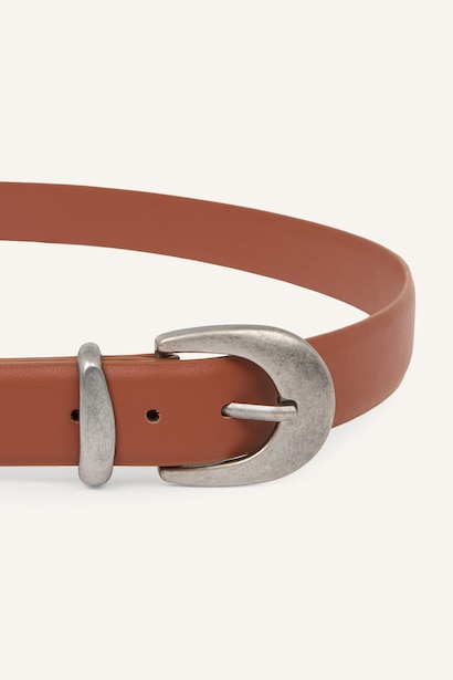Woman Large Buckle Faux Leather Belt