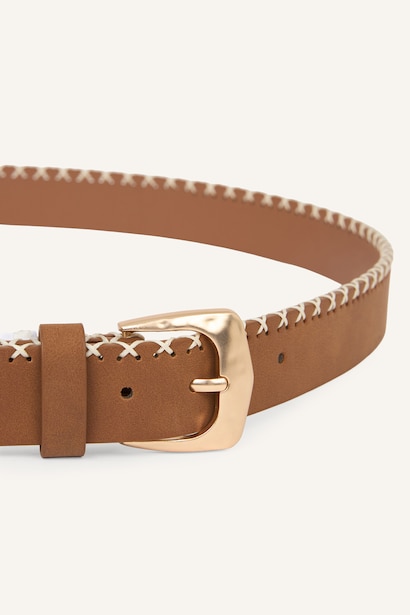 Woman Rectangular Buckle Faux Leather Belt