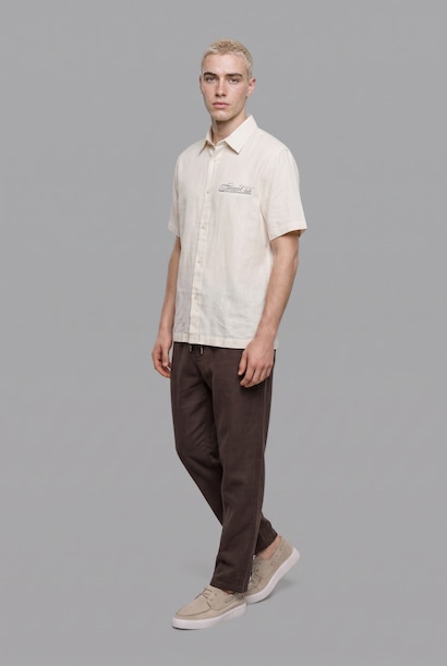 Boxy Fit Linen Blended Short Sleeve Shirt