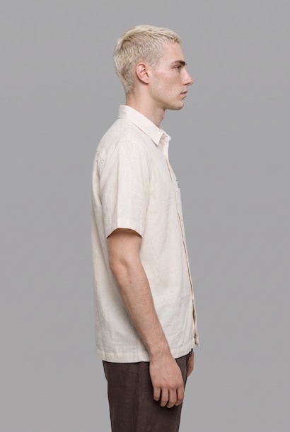 Boxy Fit Linen Blended Short Sleeve Shirt