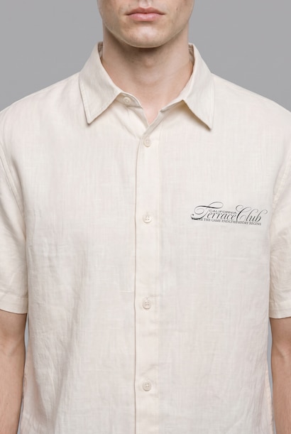 Boxy Fit Linen Blended Short Sleeve Shirt