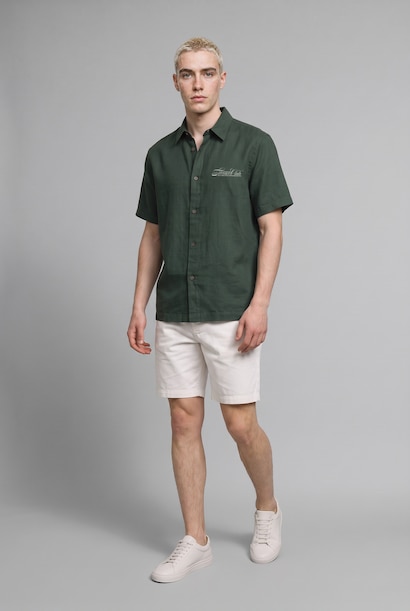 Boxy Fit Linen Blended Short Sleeve Shirt