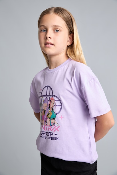 Girl 100% Cotton Kpop - Demon Hunters Relax Fit T-Shirt