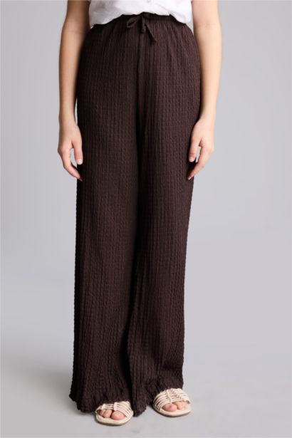 Wıde Leg Krinkıl Kumaş Pantolon Kız Çocuk