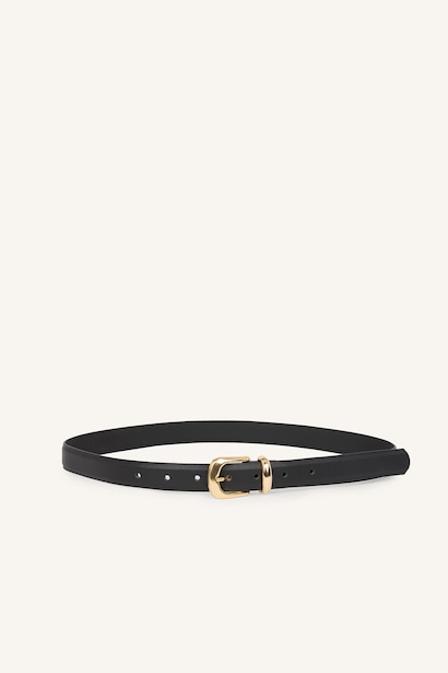 Woman Double Sided Clasp Faux Leather Jean Belt