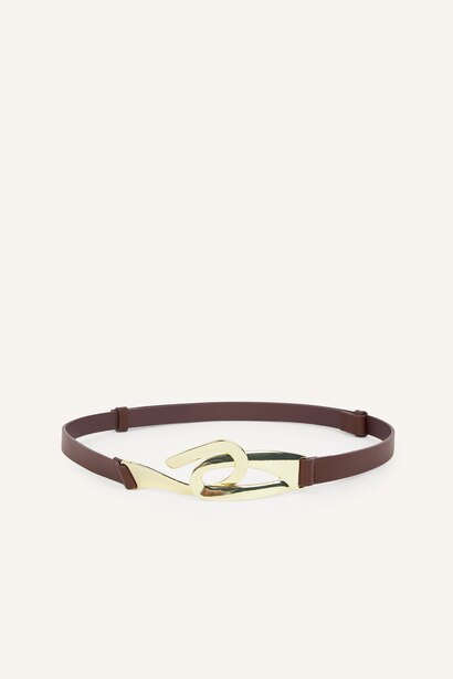 Woman Faux Leather 2 Piece Belt