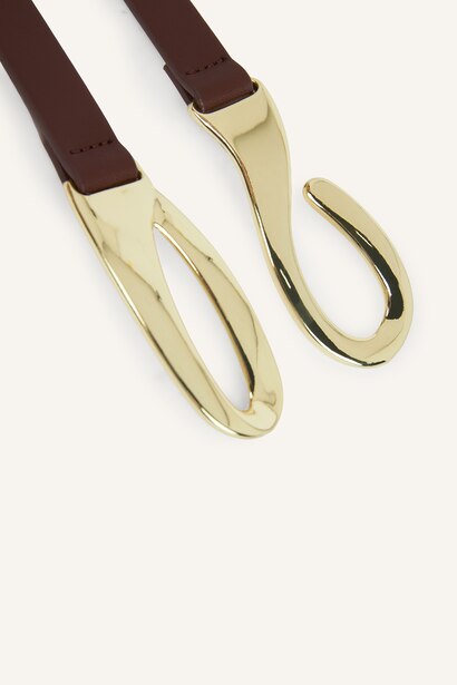 Woman Faux Leather 2 Piece Belt