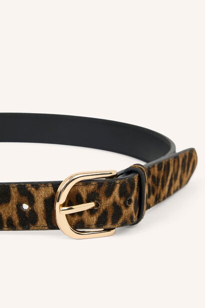 Woman Oval Buckle Faux Leather Jean Belt