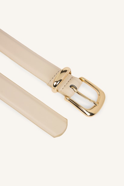 Woman Rectangle Clasp Faux Leather Jean Belt