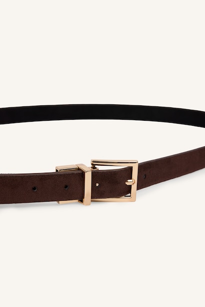 Woman Rectangle Clasp Faux Leather Jean Belt